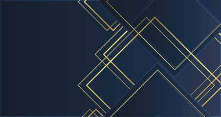 Geometric shapes in dark blue and gold tones