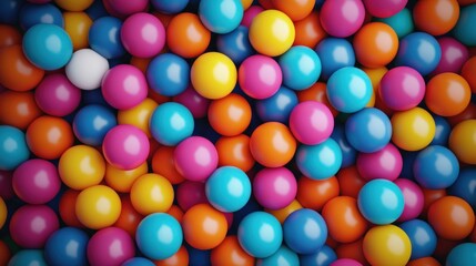 Fototapeta premium A vibrant collection of colorful pool balls in assorted hues, creating a lively and playful atmosphere.