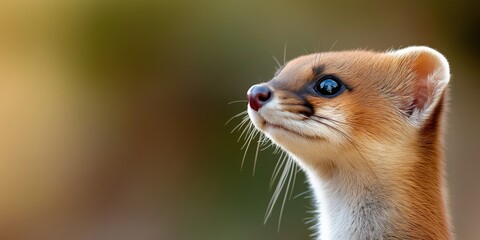 Fototapeta premium A close-up shot of a weasels with an alert expression and sharp eyes