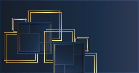 Geometric shapes in dark blue and gold tones