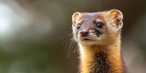 Fototapeta premium A close-up shot of a weasels with an alert expression and sharp eyes