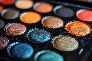 Neutral toned eyeshadow palette with shimmering golds and bronzes displayed in circular pans under soft lighting representing a classic and versatile beauty aesthetic