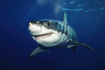 Fototapeta premium A large shark is swimming in the ocean