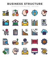 Business Structure Icons bundle. Lineal Color style Icons. Vector illustration.