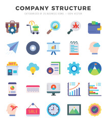 Vector icons set of Company Structure. Flat style Icons.