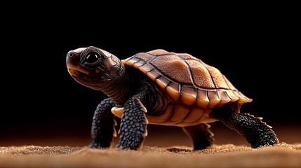 Obraz premium Tiny Tortoise Takes its First Steps 