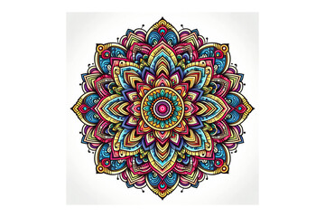 Colorful Mandala Design, White Background
