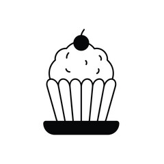 cup cake glyph icon with white background vector stock illustration