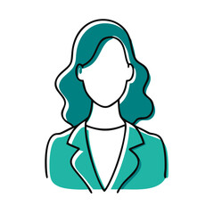 Businesswoman icon illustration, teal and white, professional and corporate concept