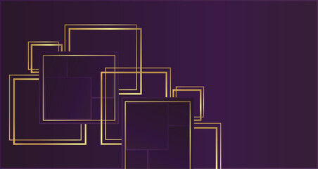 Abstract design featuring rich purple hues and elegant golden lines