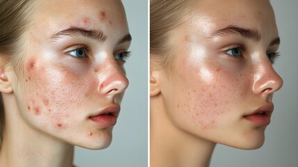 Obraz premium Before-and-after comparison of facial skin aging and a facelift, showing deep wrinkles and sagging skin before, with tight, youthful skin post-surgery