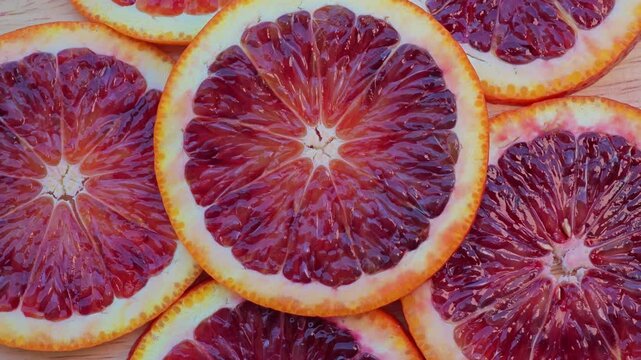 Closeup of blood orange rotation.