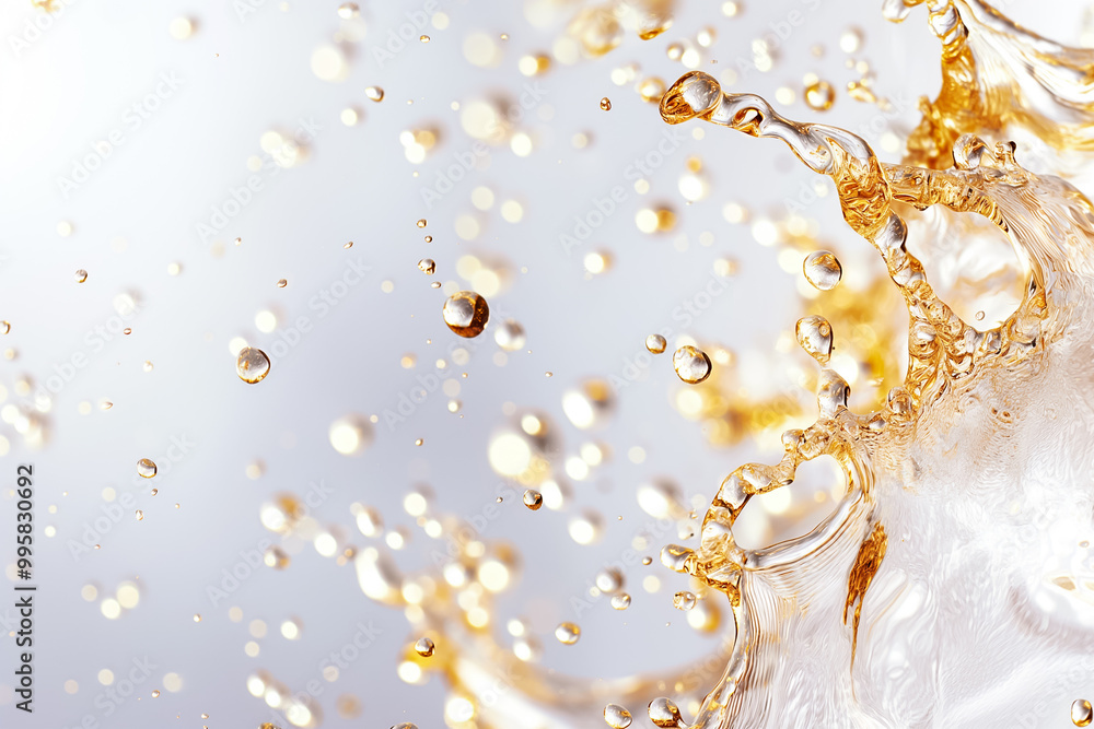 Poster an artistic background showcasing energetic splashes of water that radiate light and energy, creatin