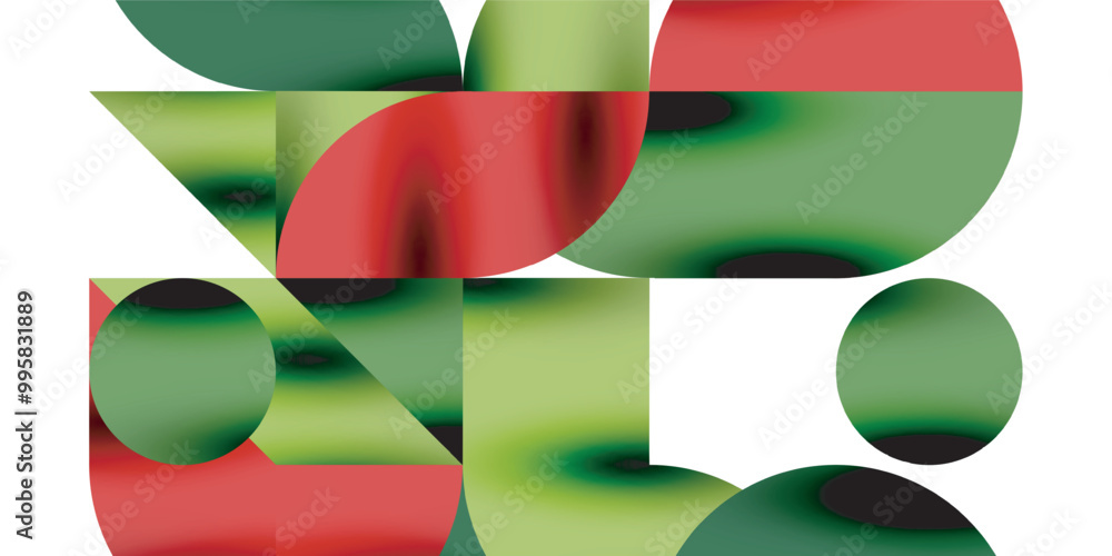 Poster tech minimal circular shapes geometric art. vector modern circles