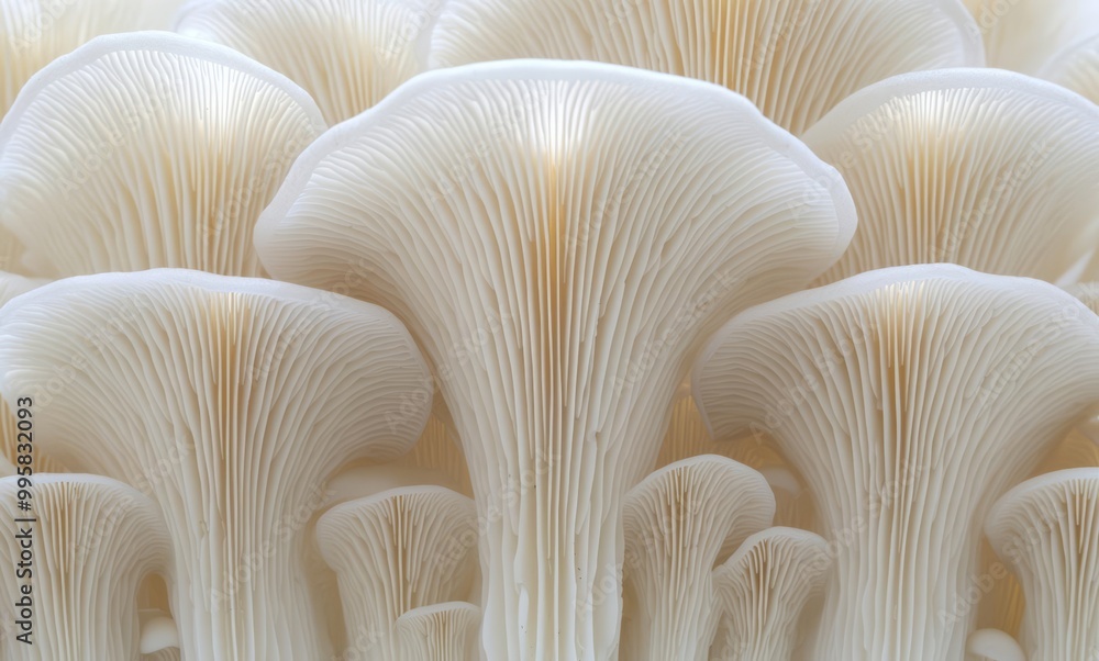 Wall mural abstract background macro image of sajor-caju mushroom. , isolated on white background, , copy space