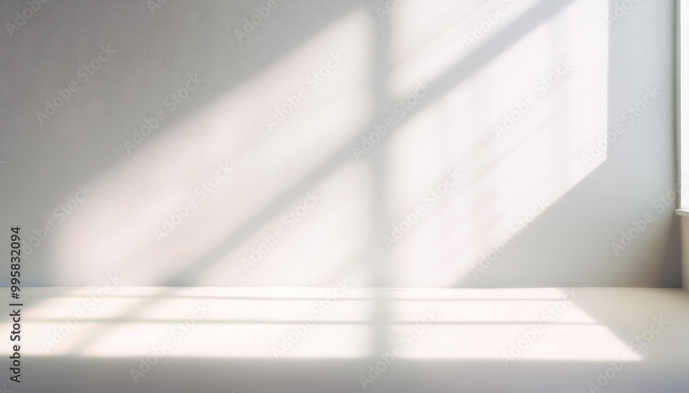Aufkleber abstract white studio background for product presentation with window shadows and sunlight. blurred 