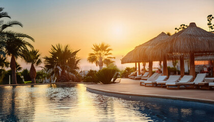 Fototapeta premium Close-Up of a Resort Landscape and Amenities