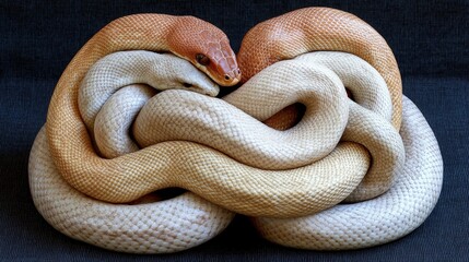 Obraz premium Intertwined Golden Snakes A Symbol of Unity and Fortune for Chinese New Year Celebrations