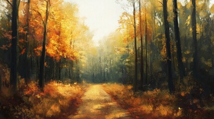 Fototapeta premium A Path Through an Autumn Forest