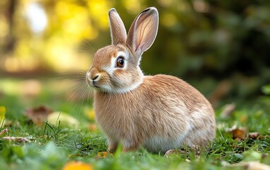 Fototapeta premium A rabbit exploring with nose twitching