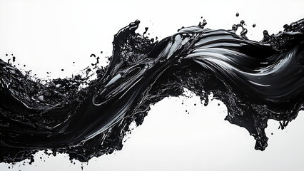 abstract dark ink flowing on a white background.