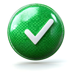 A green approval icon, typically represented with a checkmark or tick, symbolizing confirmation, success, or a positive action.