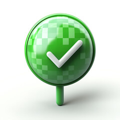 A green approval icon, typically represented with a checkmark or tick, symbolizing confirmation, success, or a positive action.