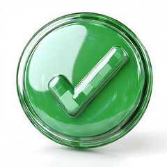 A green approval icon, typically represented with a checkmark or tick, symbolizing confirmation, success, or a positive action.