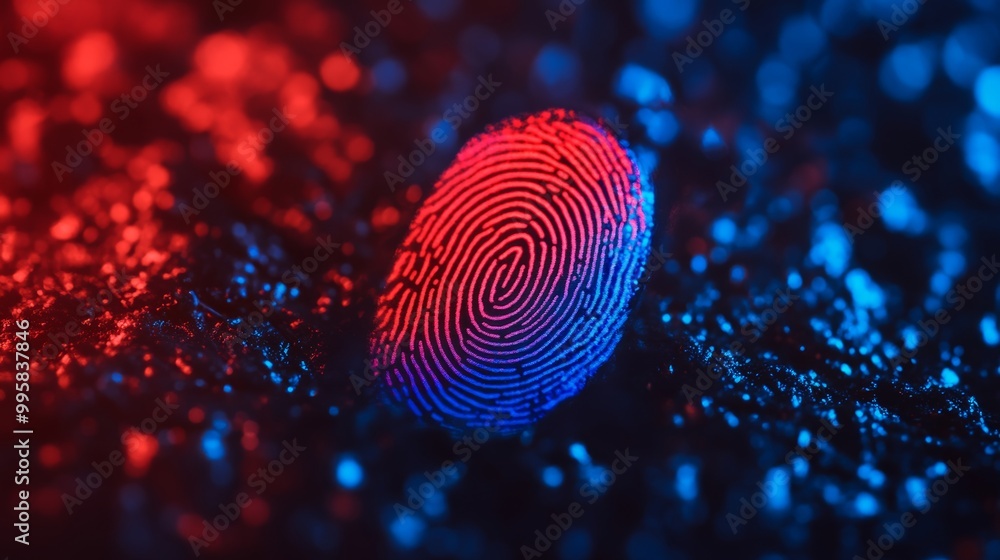 Poster futuristic fingerprint scan digital identity, biometrics, and security in a high-tech world