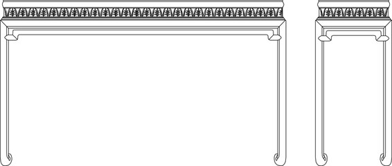 Vector sketch illustration silhouette design of old traditional ethnic table furniture with vintage classic carvings