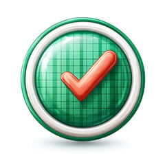 A green approval icon, typically represented with a checkmark or tick, symbolizing confirmation, success, or a positive action.