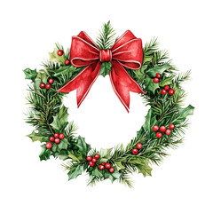 christmas wreath with red ribbon and bow