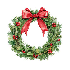 christmas wreath with red ribbon and bow
