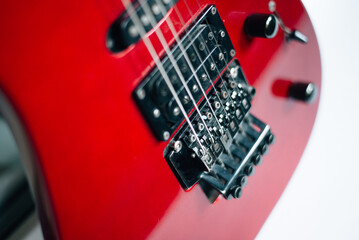 Vintage electric guitar on a white background
