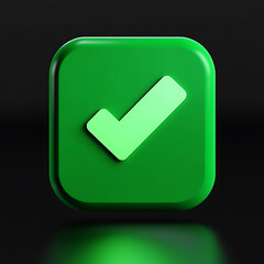  green approval icon, typically represented with a checkmark or tick, symbolizing confirmation, success, or a positive action.