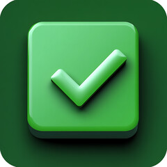  green approval icon, typically represented with a checkmark or tick, symbolizing confirmation, success, or a positive action.