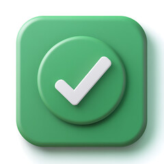  green approval icon, typically represented with a checkmark or tick, symbolizing confirmation, success, or a positive action.