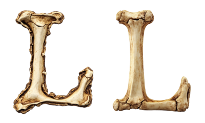 letter font "L" made of bones and skulls for halloween parties and horror festivals