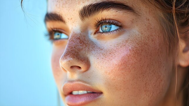 A young woman with acne-prone skin starts a dermatologist-recommended routine Show the transformation from inflamed skin to a glowing, smooth complexion over time