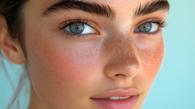 A young woman with acne-prone skin starts a dermatologist-recommended routine Show the transformation from inflamed skin to a glowing, smooth complexion over time