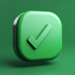  green approval icon, typically represented with a checkmark or tick, symbolizing confirmation, success, or a positive action.