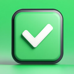  green approval icon, typically represented with a checkmark or tick, symbolizing confirmation, success, or a positive action.