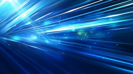 Vector Abstract, science, futuristic, energy technology concept. Digital image of light rays, stripes lines with blue light, speed and motion blur over dark blue background. 
