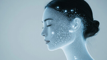 Futuristic skincare with ai-powered led technology enhancing facial glow in innovative cosmetic concept