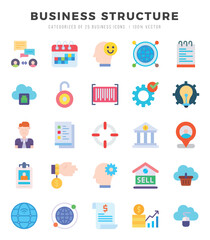 Business Structure icons set. Collection of simple Flat web icons.