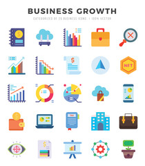 Business Growth Icons Pack Flat Style. Vector illustration.