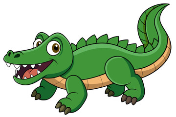 Crocodile Lunging with Open Jaws, Vector Illustration of a Ferocious Reptile, Wildlife Artwork