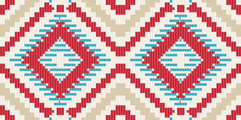 Persian Ikat Pattern Dressfolk Embroidery, Aztec Geometric Ornament Print. Design for Carpet, Wallpaper, Clothing, Wrapping, Fabric