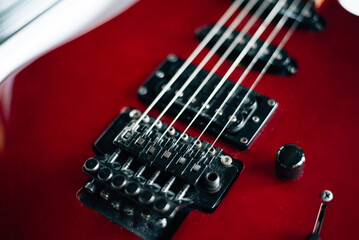 Vintage electric guitar on a white background