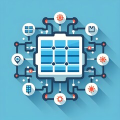 Solar Cell with Ecosystem Logo. Solar Cell Icon Symbol for Graphic Resouce Flat Vector Design